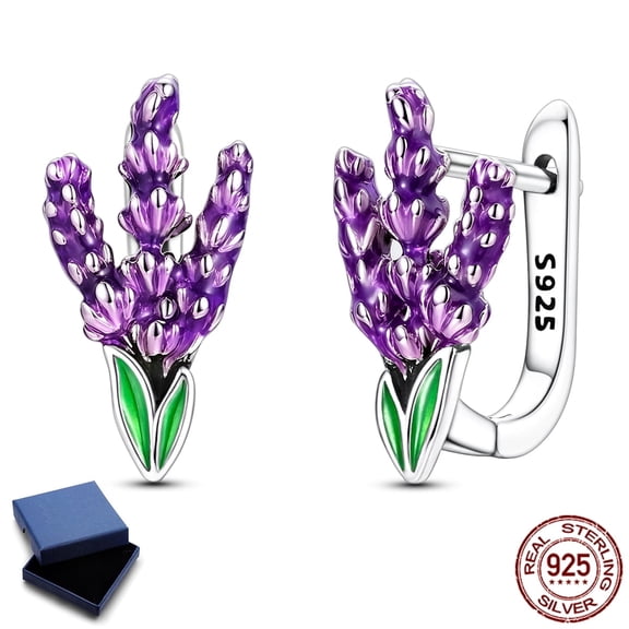 NARMO 925 Sterling Silver Purple Lavender Huggie Hoop Earrings for Women, Hypoallergenic Sparkling Cubic Zirconia Jewelry Dainty Gift with Box