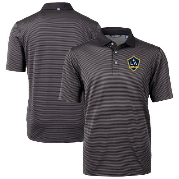 Men's-Cutter & Buck  Black LA Galaxy Big & Tall Virtue Eco Pique Micro Stripe Recycled Polo