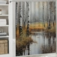 thumbnail image 5 of 4 Pcs Abstract Birch Shower Curtain Sets,Country Woods Landscape Misty Bathroom Set Shower Curtain Set with Rugs and Accessories,Bathroom Decor with Bath Mats Toilet Lid Cover, 5 of 8