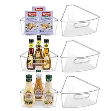 Lazy Susan Cabinet Organizer Bins for 26" or 28" Diameter Corner Plastic Storage Bin, 1/8 Wedge-Food Safe with Non-slip Pads (For 26" Lazy Susan, 6 Pack)