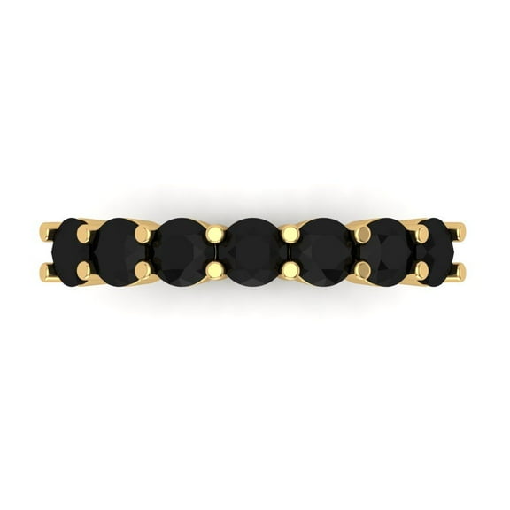 1.19 ctw Wedding Band for Women - 14K Yellow Gold Natural Onyx Stackable Eternity Ring