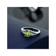 thumbnail image 4 of Gem Stone King 925 Sterling Silver Green Peridot and White Diamond 3 Stone Engagement Ring for Women | 1.40 Cttw | Oval 8X6MM | Round 2MM | Gemstone August Birthstone | Size 5, 4 of 5