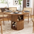 thumbnail image 6 of Round Dining Table for 4-6 People, 47 Inches Kitchen Dining Table with 2-Layer Storage Shelf for Dining Room, Kitchen, Living Room, Walnut(Table Only), 6 of 11