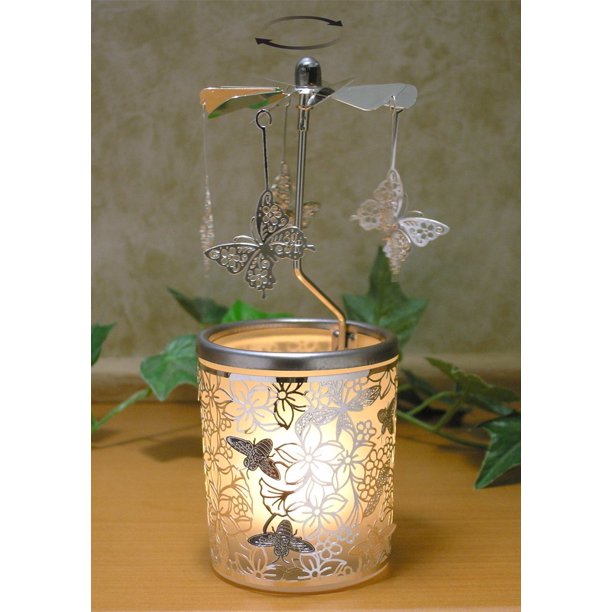 Spinning Butterfly Candle Holder with Flowers and Bees Scandinavian