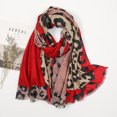 thumbnail image 2 of Bufanda larga de leopardo salvaje para mujer, chal de diseñador de primavera, bufanda marrón de lujo única, chal de moda, chal largo, 2 of 5