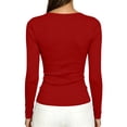 thumbnail image 6 of yillto Womens Scoop Neck Shirts Ribbed Long Sleeve Tight Tops Basic Stretchy Layered Undershirts, 6 of 6