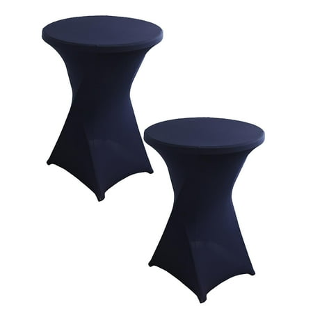 

Oleegame 2PC 43.3x23.6 Inch Spandex Round Tablecloth Cocktail Blue Table Covers Fitted Stretch Tablecloth For Wedding Banquet Party Birthday Blue