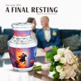 thumbnail image 4 of JAGASY Cowboy Urn for Ashes Adult Male - Purple Small Urns for Human Ashes Keepsake - Horse Riding Sunset Flowers Decorative Urns for Parents - Mini Cremation Urn for Mom & Dad - (3 Inch), 4 of 7