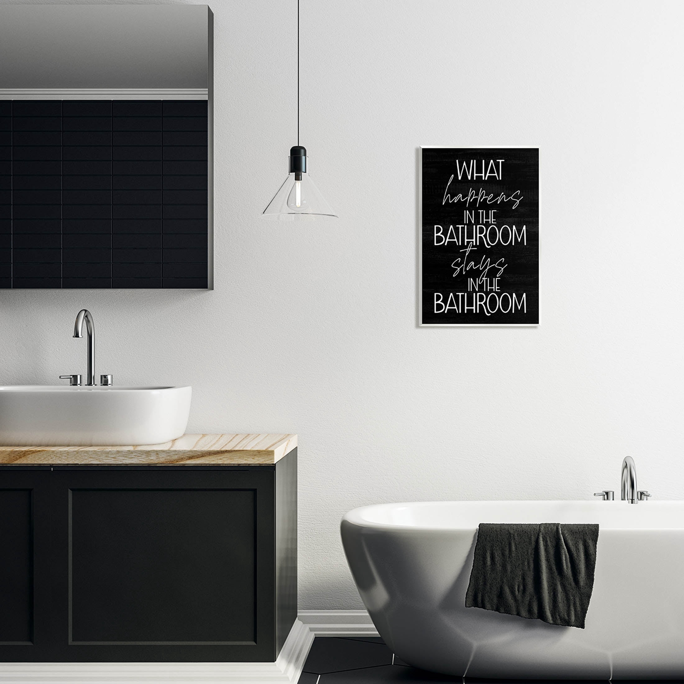 Stupell Industries What Happens In The Bathroom Graphic Art Unframed Art Print Wall Art, Design by Lil' Rue