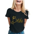 thumbnail image 1 of Mode Décontractée pour Femmes T-Shirt à Manches Courtes Col Rond Imprimé Lettre 7, 1 of 3