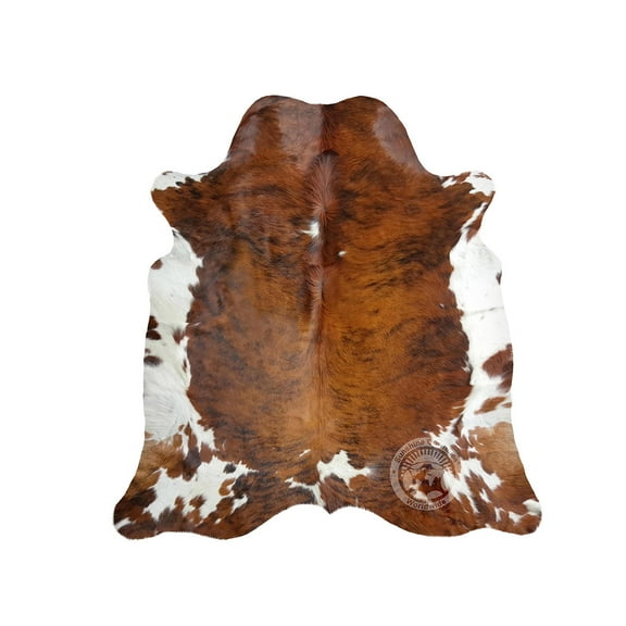 Brindle Tricolor Cowhide Rug, 6x6-7'