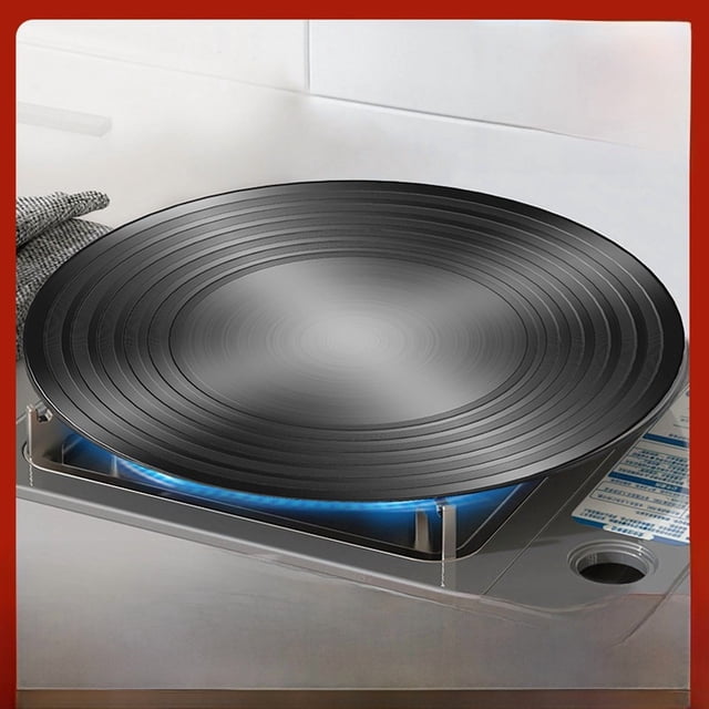 Eco-Friendly 24cm Diameter Heat Diffuser Plate with Handle - 4mm Thick Frost-Resistant Induction & Gas Stove Compatible Cookware Protector, Energy-Saving Black Heat Distribution Pad for Kitchen Use