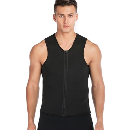 SAYFUT Men Waist Trainer Vest Neoprene Corset Body Shaper Zipper Sauna Sweat Tank Top Workout Shirt for Weight Loss