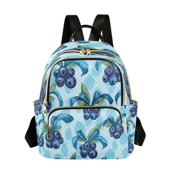 Fashion Quilted Backpack for Women Lightweight Travel Daypack Casual Bag for Shopping Travel Cute Blueberry Pattern S