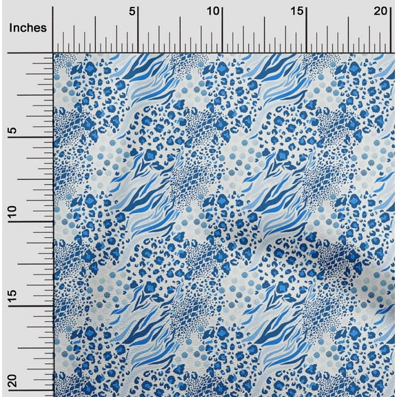 oneOone Polyester Spandex Medium Blue Fabric Animal Skin Diy Clothing Quilting Fabric Print Fabric By Yard 56 Inch Wide-41B