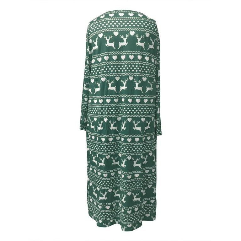Alitao Christmas Pajamas Maxi Dress Women Plus Size Sleepwear