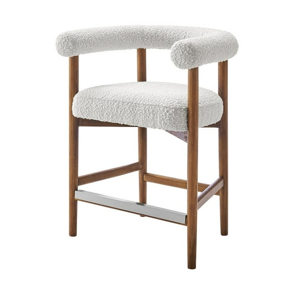 New Pacific Direct Keanu Boucle Counter Stool Brown Legs in Stanton Beige