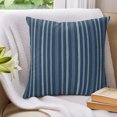 thumbnail image 3 of Pillow Covers 18x18 Set of 2, Navy Blue Striped Throw Pillow Covers Decorative Couch Cushion Cover, Farmhouse Stripes Modern Vintage Microfiber Soft Square Pillowcases for Bedroom Living Room Sofa, 3 of 9