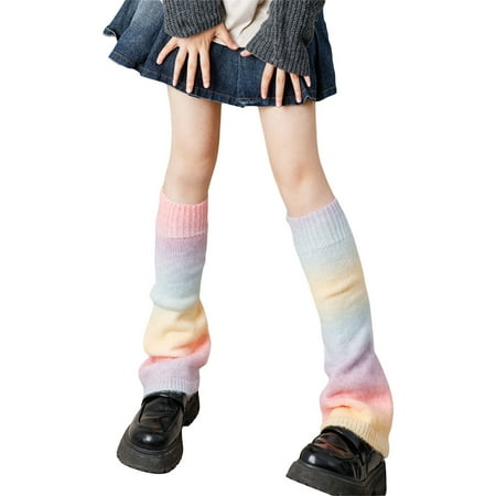 

Womens Lolita Knit Long Socks Leg Warmers Harajuku Japanese Kawaii Boot Socks Winter Ankle Heap Sock