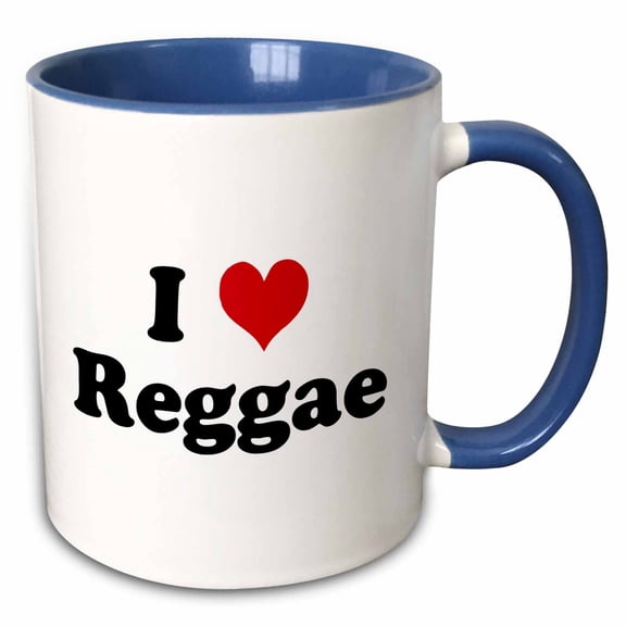 3drose, I Love Reggae, 11oz Two-tone Blue Mug