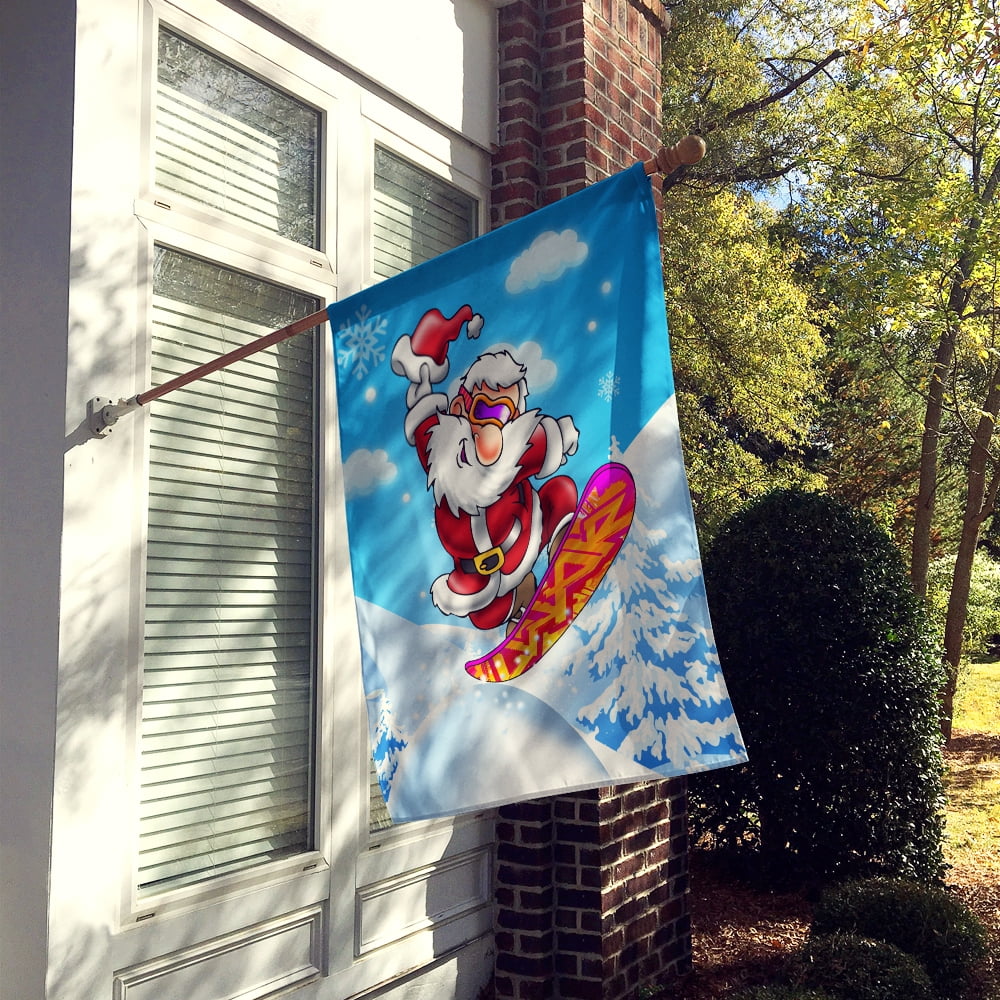 Christmas Santa Claus Snowboarding Flag Canvas House Size