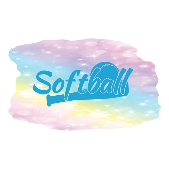 Sports Wall Decals for Boys Bedroom - Softball & Bat on Multicoloured Background Softball DIY & Creativity Boy Girl Bedroom Wall Sticker - Size: 10 In x 6 In
