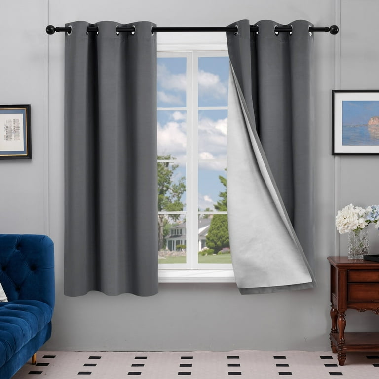 Deconovo Blackout Thermal Curtains, 42" x 63", Dark Gray, 2 Panels photo 1