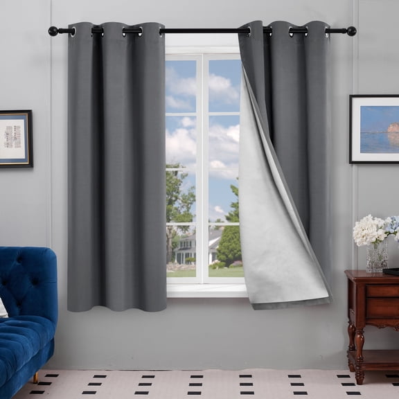 Deconovo Modern Dark Gray Printed Home Grommet Room Darkening Curtains, 42" x 72" (2 Panels)