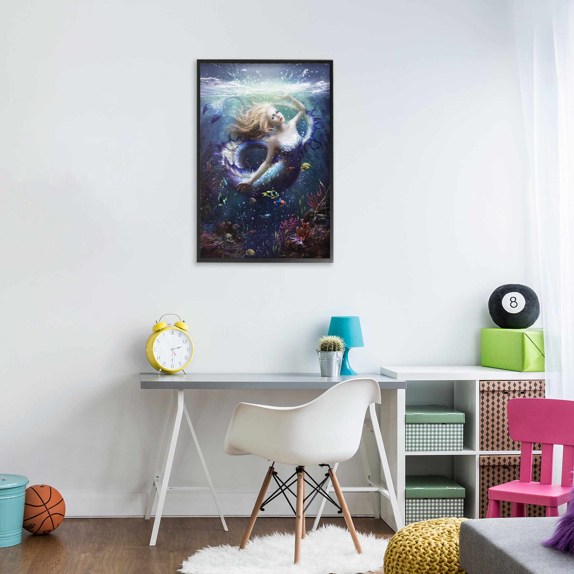 Stupell Industries Deep Sea Mermaid Black Framed Giclee Art, design by Melanie Delon