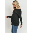 thumbnail image 2 of Off Shoulder Long Sleeve Maternity Solid Knit Tunic Top, 2 of 3