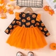 thumbnail image 4 of FYDUU Baby Girls Halloween Dress Toddler Girl Tulle Dress Long Sleeve Halloween Cartoon Print Tutu Dresses Holiday Party Outfits Fall Clothes 9-12 Months, 4 of 9