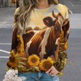 thumbnail image 2 of Farm Cows Womens Casual Crewneck Sweatshirt Long Sleeve Tops Cute Pullover Loose Fit, 2 of 7