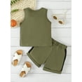 thumbnail image 3 of vera natura Baby Boys Summer Set, Sleeveless Tank Tops + Elastic Waist Shorts Contrast Color 2 Piece Outfits, 3 of 9