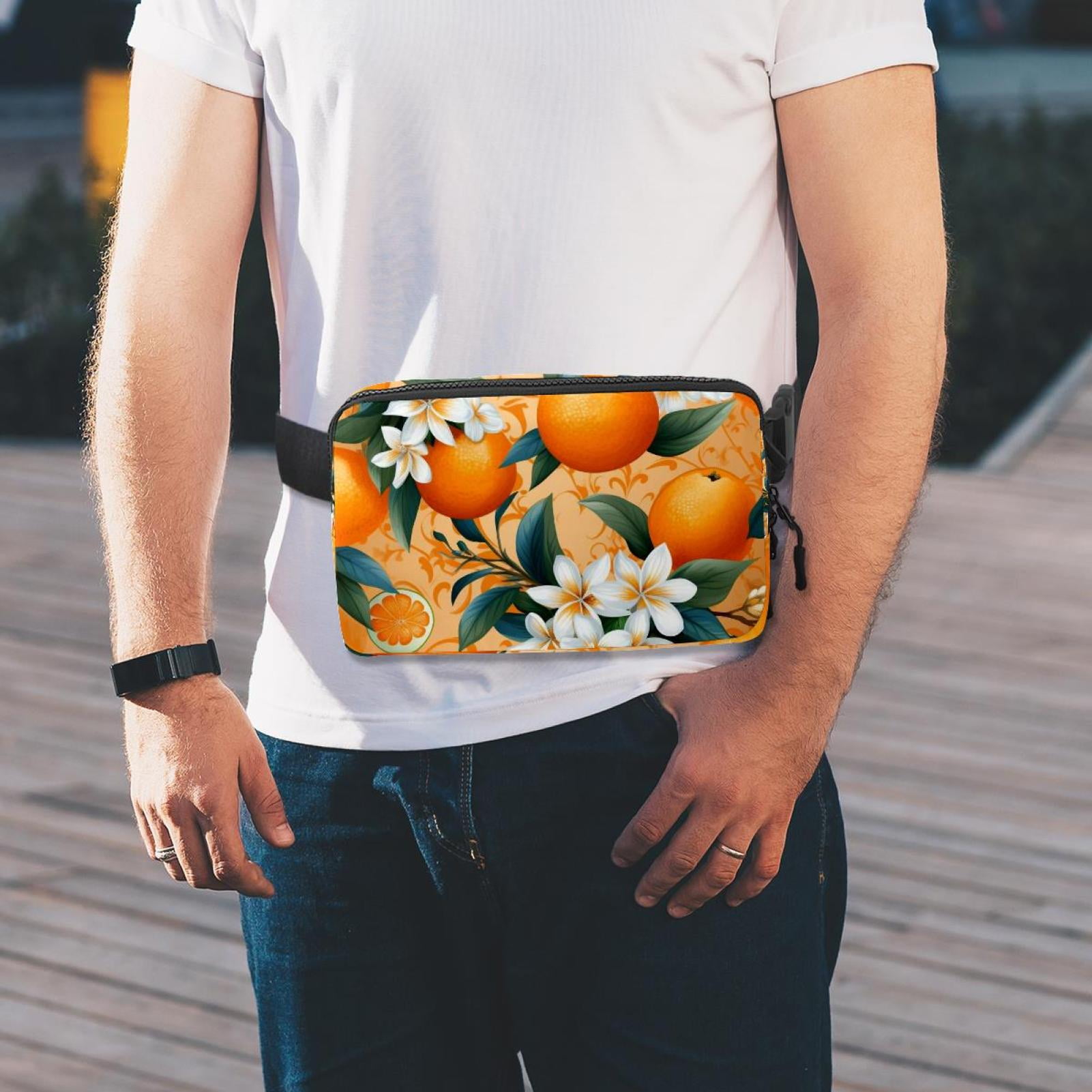 Oranges Lightweight Adjustable Cross Body Bag Fanny Pack Waist Pack with Extension Strap Unisex