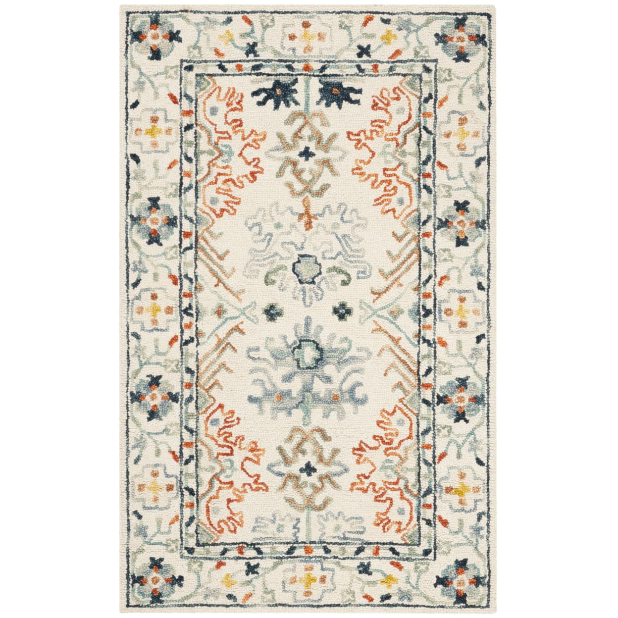 SAFAVIEH Aspen Brooks Southwestern Area Rug, Ivory/Blue, 5' x 5' Round