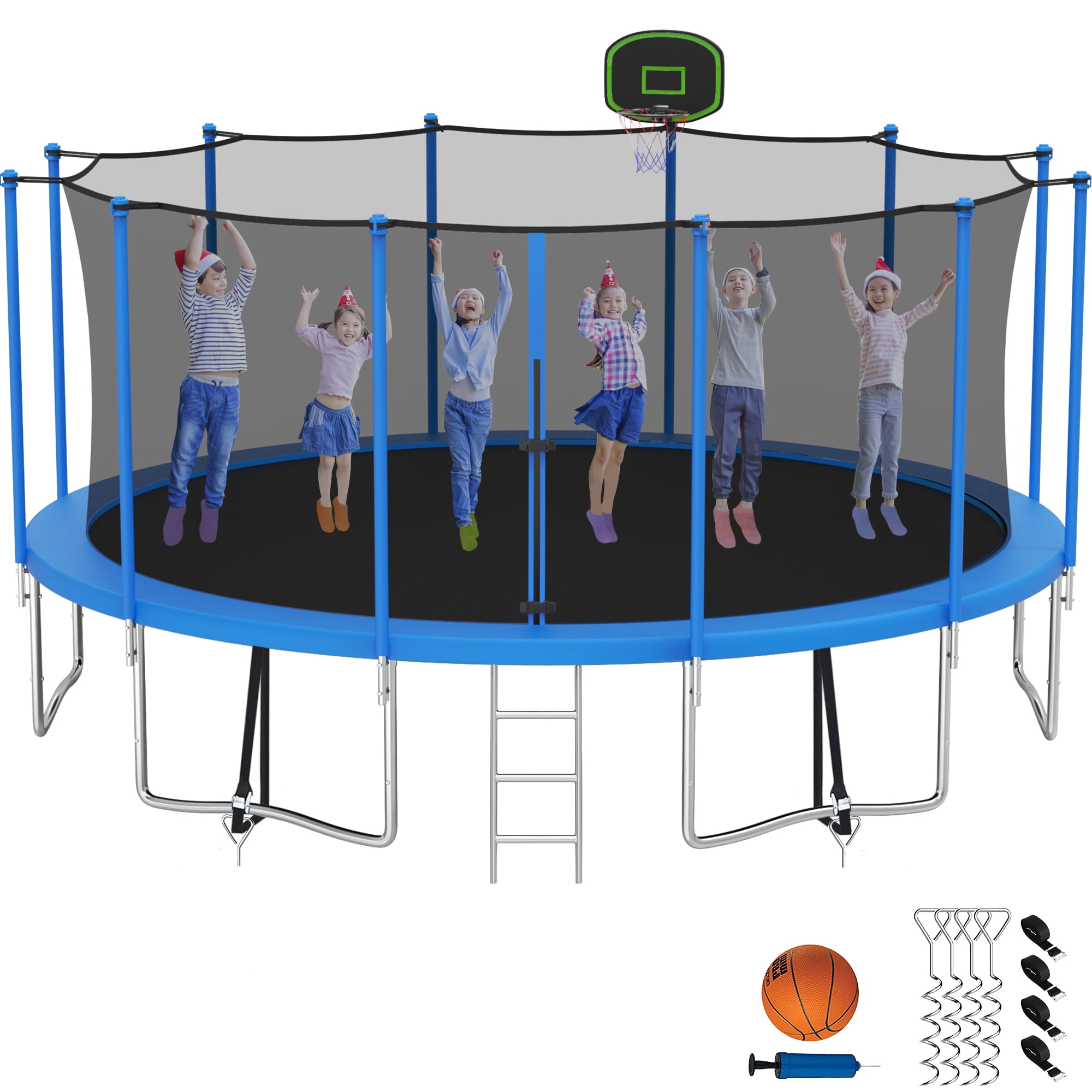 Kumix Trampoline with Enclosure Net for Kids Adults, 1500LBS 16FT