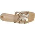 thumbnail image 2 of Sam Edelman Dev Gold Leaf Saddle Cork Platform Logo Slip On Wedge Sandal (GOLD LEAF, 5), 2 of 6