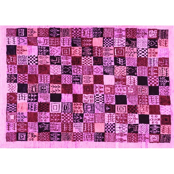 Ahgly Company Indoor Rectangle Abstract Pink Contemporary Area Rugs, 2' x 3'