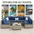thumbnail image 7 of MRUAKA Outdoor Patio Furniture Set, 7-Piece Modular Sectional Sofa With Tea Table and Free Cushion, PE Wicker Outdoor Conversation Set for Patio, Garden, Backyard,Navy, 7 of 7