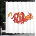 thumbnail image 3 of Ambesonne Dragon Shower Curtain, Vintage Asian Animal Art, 69"Wx70"L, Scarlet and Earth Yellow, 3 of 4