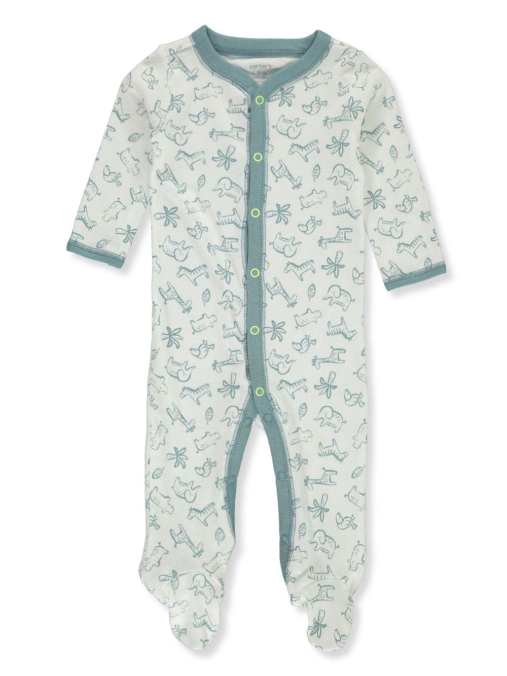 Carter's Baby Boys' Animal Friends Footed Coveralls white, 3 months