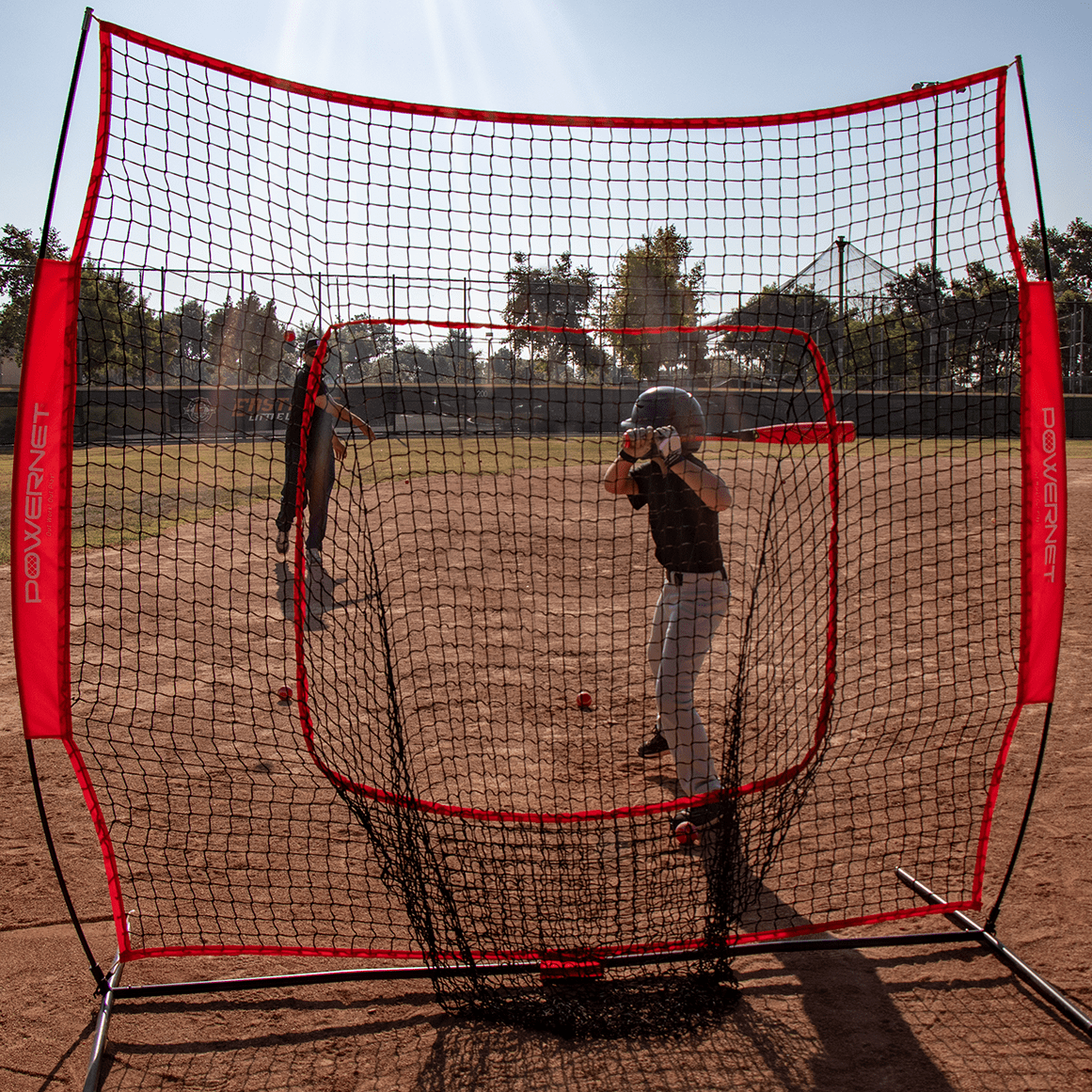 PowerNet Baseball and Softball Practice Net 7 x 7 with Bow Frame  Carry Bag by Jupiter Gear