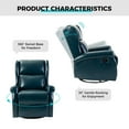 thumbnail image 6 of Faux Leather Recliner Manual Swivel Nursery Armchair Metal Base Wingback Home Living Room Turquoise, 6 of 8