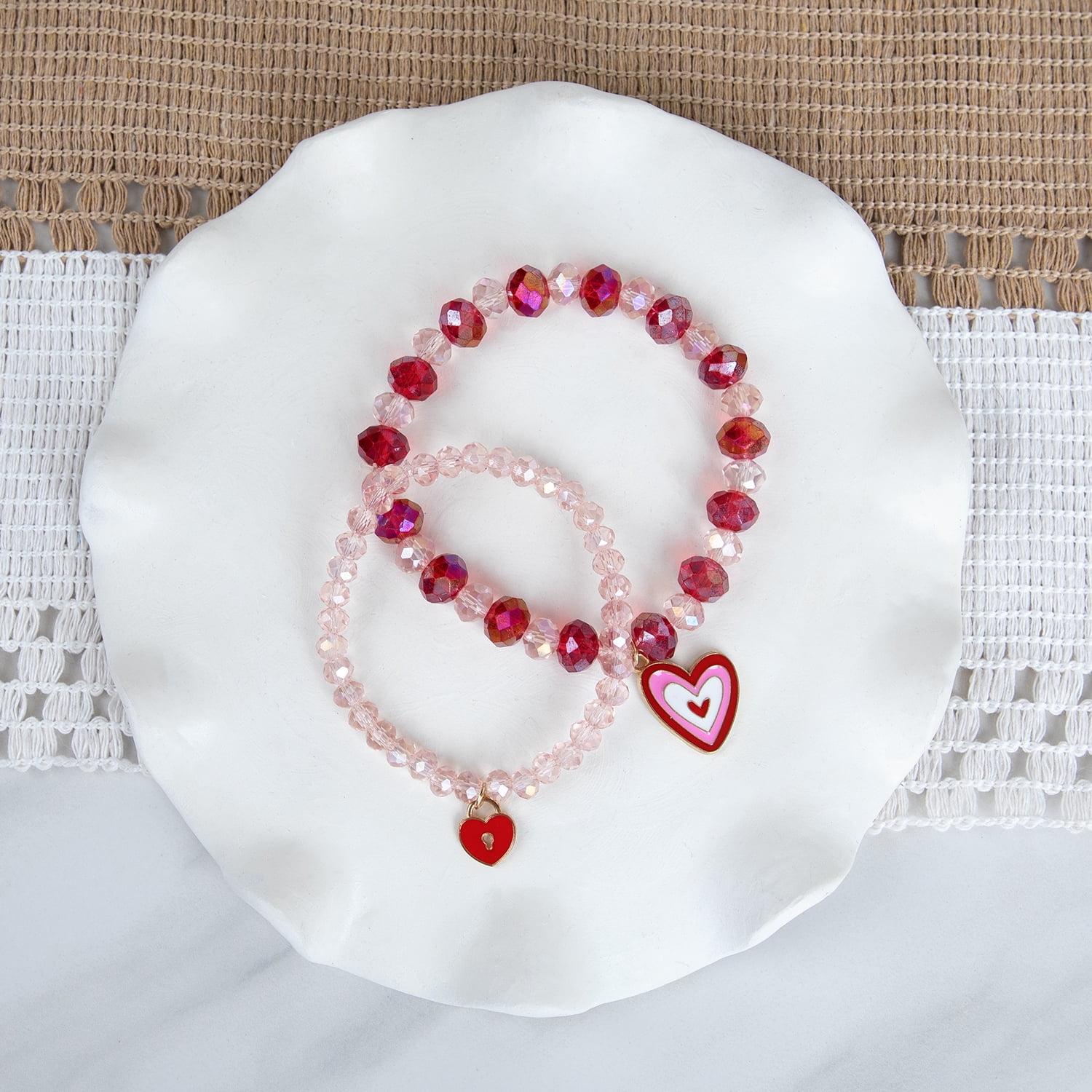 Cousin DIY 3-Strand Light Rose AB Glass Rondelle Beads 4/6/8 mm, 7 in/Strand, 88 Piece