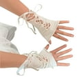 thumbnail image 2 of Helii Women Ruffled Lace Cuff Hand Sleeves Fashion Fingerless Wrist Bands Gloves for Daily Party, 2 of 4
