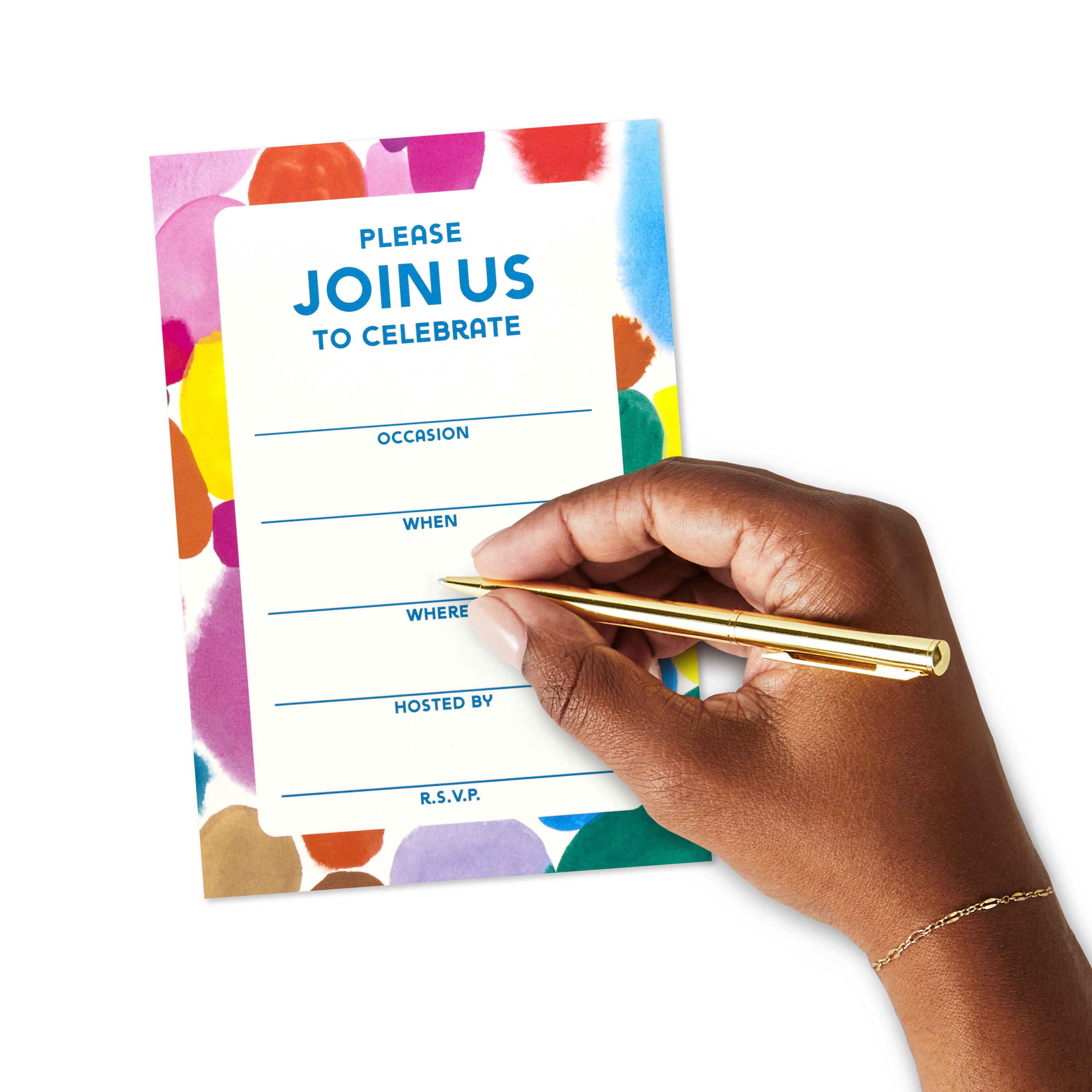 Hallmark Fill-in-the-Blank Party Invitations (Watercolor Circles), 10 Count