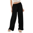 thumbnail image 3 of Lmnyox Cotton Linen Pants for Women Summer Wide Leg Drawstring Palazzo Pants Flowy Vacation Trousers, 3 of 6