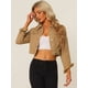 thumbnail image 2 of Chaqueta de mezclilla corta casual Allegra K Manga larga Caqui XS, 2 of 6
