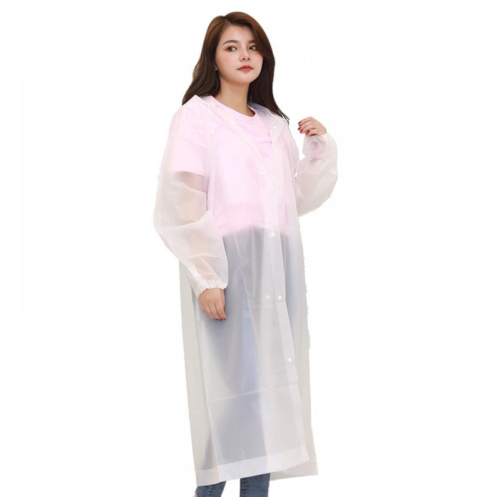 UNIQUEBELLA Raincoat Transparent EVA Reusable Lightweight Waterproof Rain Poncho Women Belt Design Rain Mac