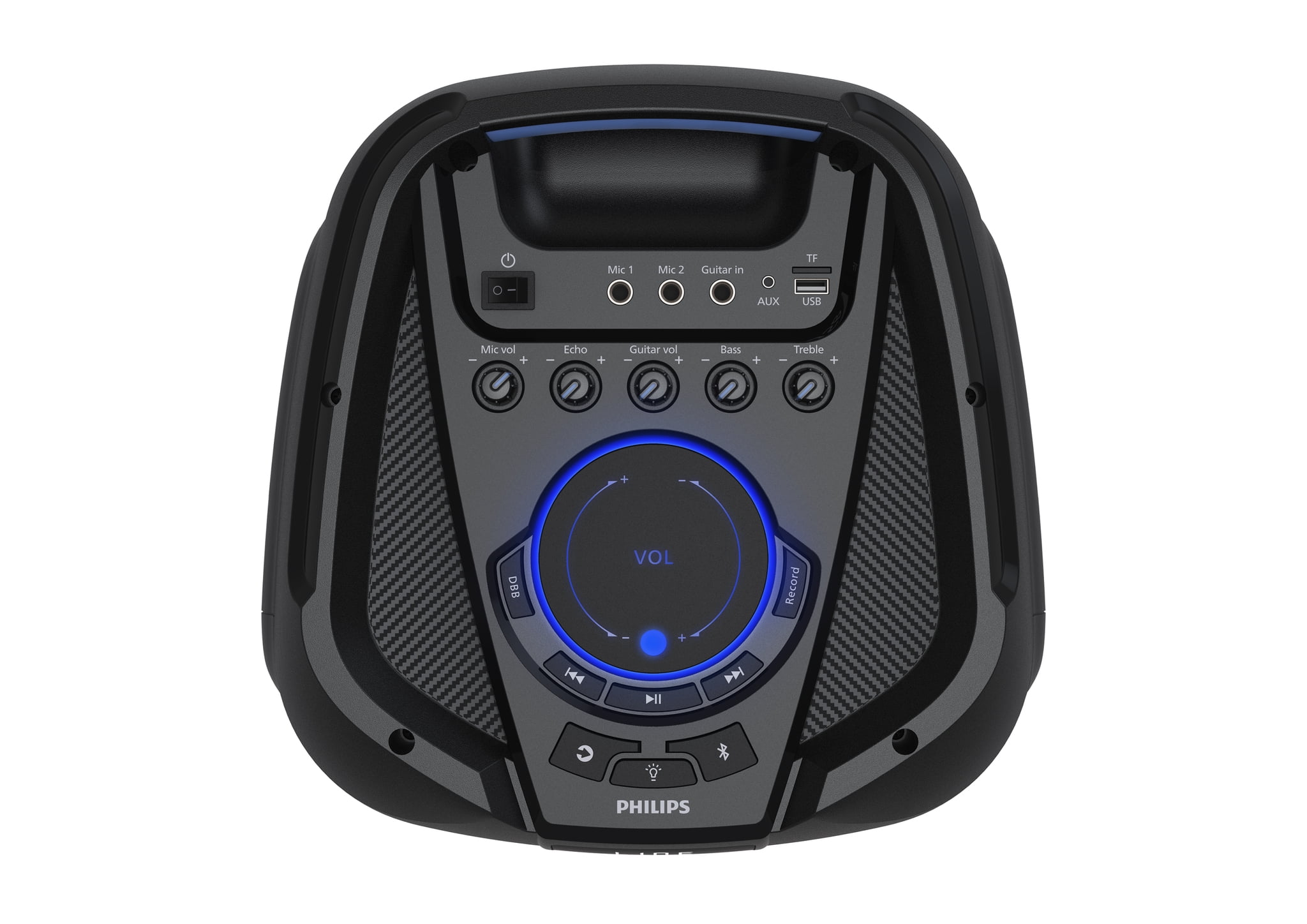 PHILIPS Bluetooth Party Speaker with LED Lights, FM, USB, Memory Card, Auxiliary, TWS Function Connecting Other TAX4209, Guitar Microphone Ports TAX4209